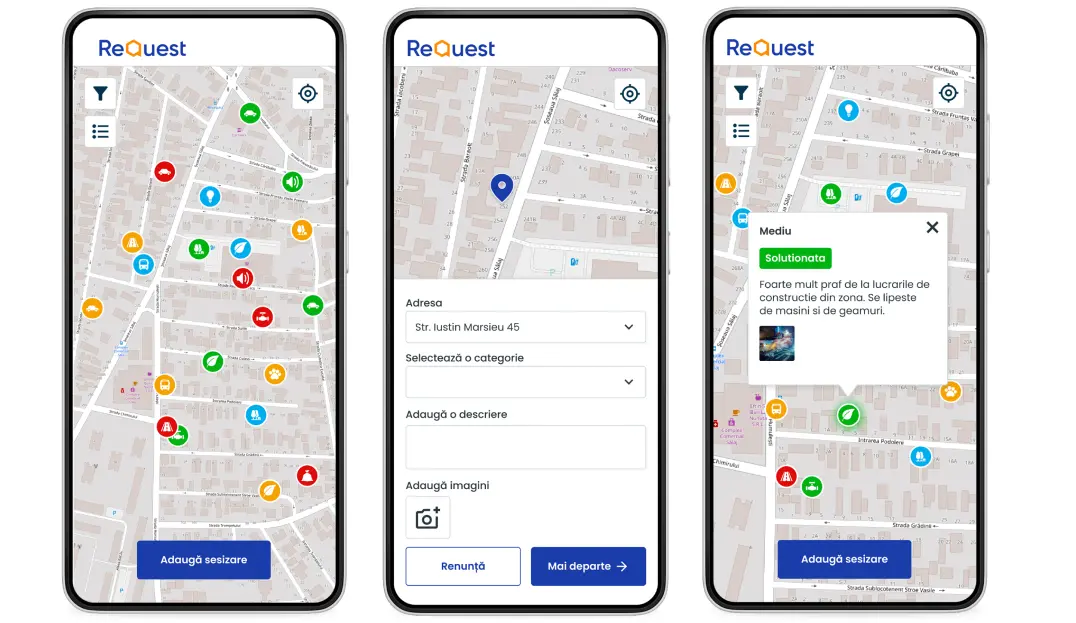 Three screenshots of the ReQuest by Quarticle user-friendly interface