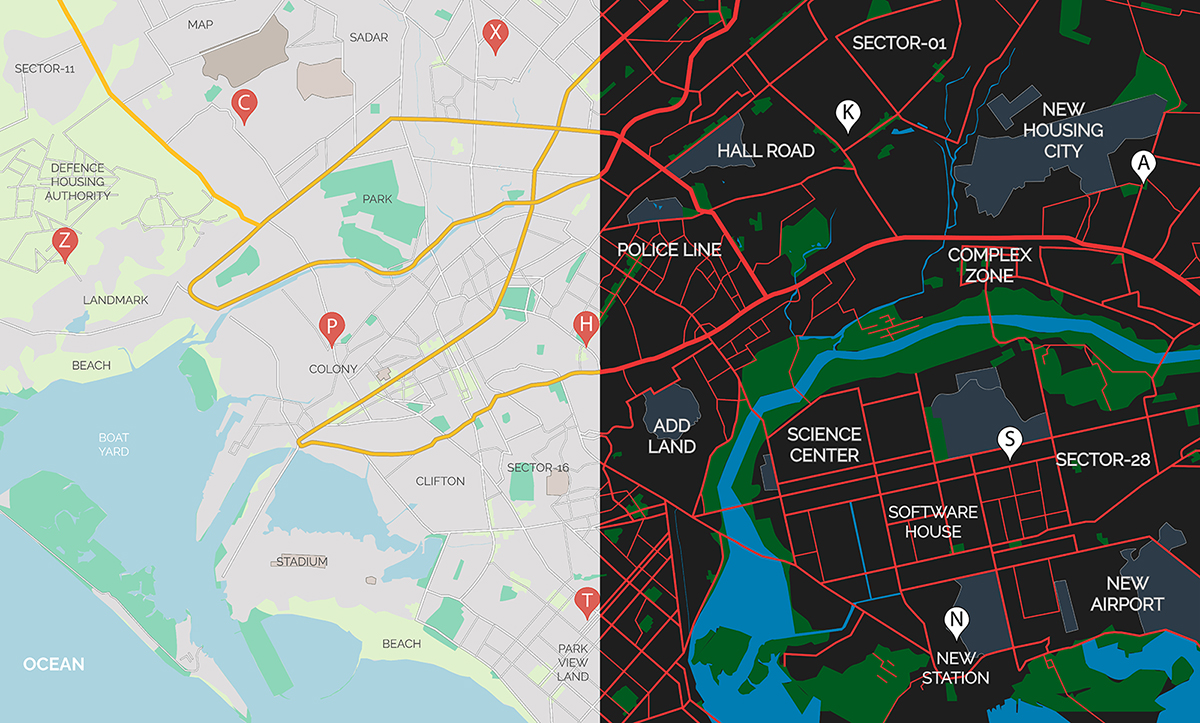 Two maps side by side with color contrasts 