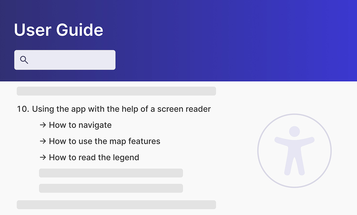 Accessibility user guide for a GIS service provider