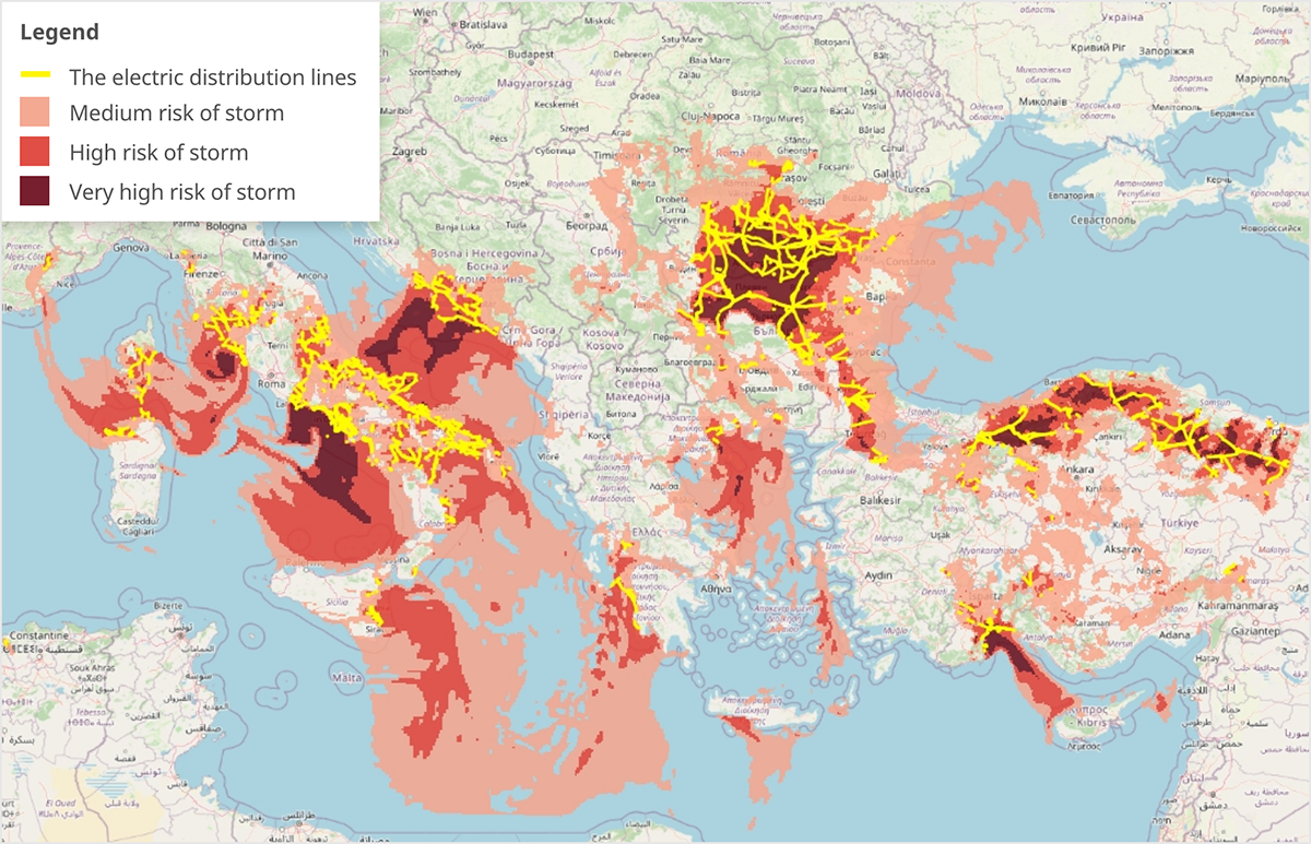 electric distribution lines in high risk of storm